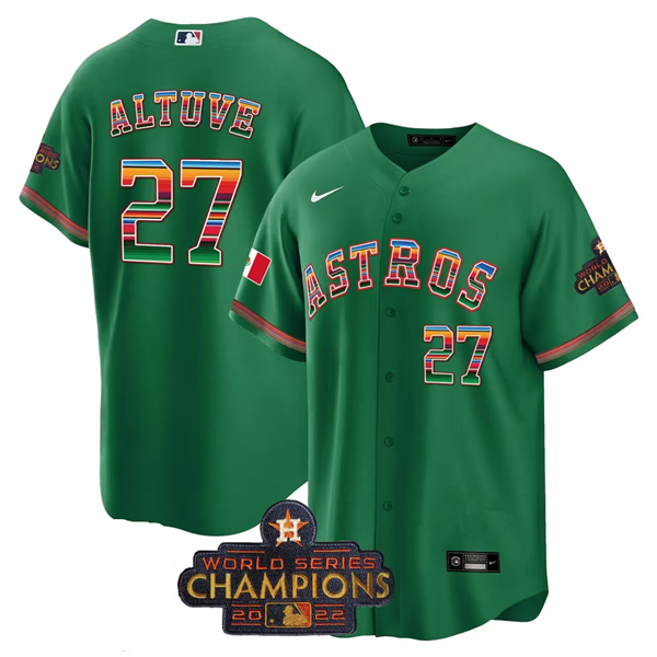 Houston Astros #27 Jose Altuve Green Mexico Texas Cool Base Stitched Jersey