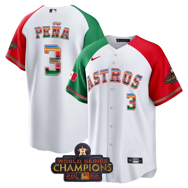 Houston Astros #3 Jeremy Peña White Mexico Texas Cool Base Stitched Jersey