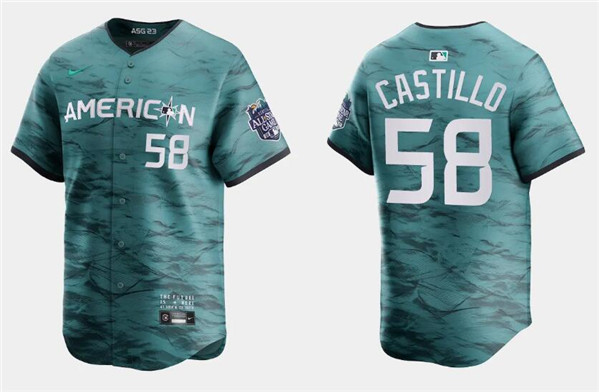Seattle Mariners #58 Luis Castillo Teal 2023 All-Star Cool Base With Patch Stitched Jersey