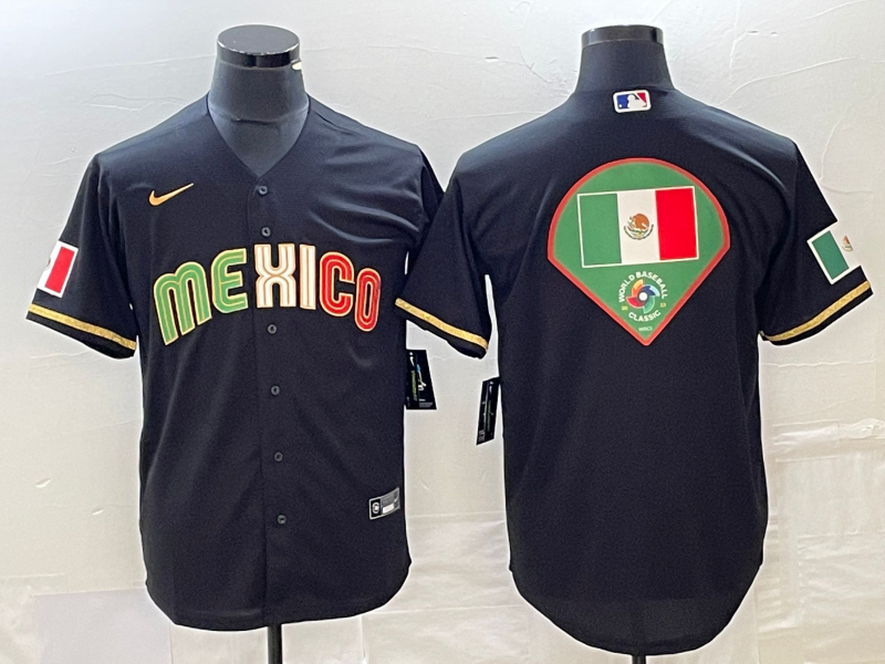 Mexico Black 2023 World Classic Team Big Logo Stitched Jersey