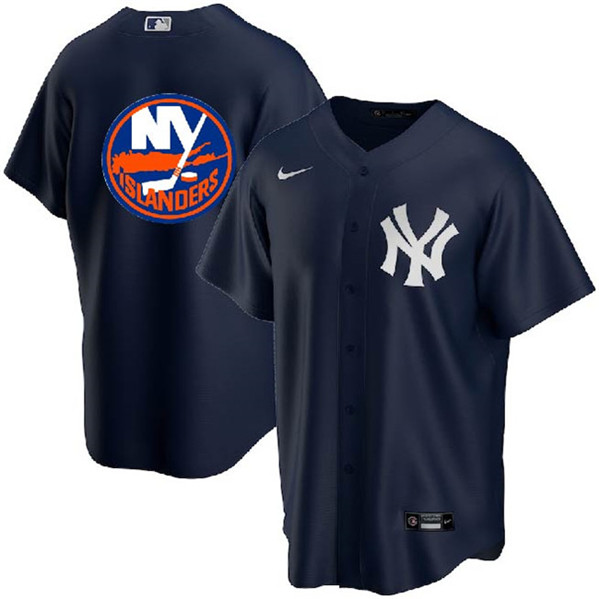 New York Yankees Islanders Navy Cool Base Stitched Jersey