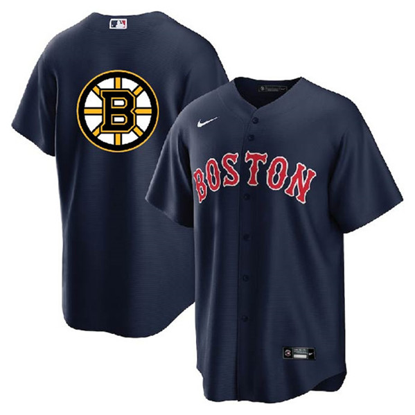 Boston Red Sox Bruins Navy Cool Base Stitched Jersey