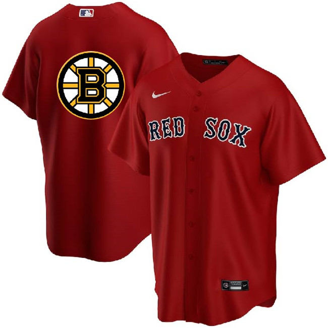 Boston Red Sox Bruins Red Cool Base Stitched Jersey