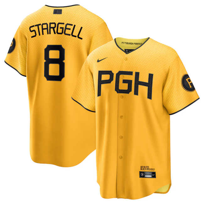 Pittsburgh Pirates Custom Gold 2023 City Connect Stitched Jersey