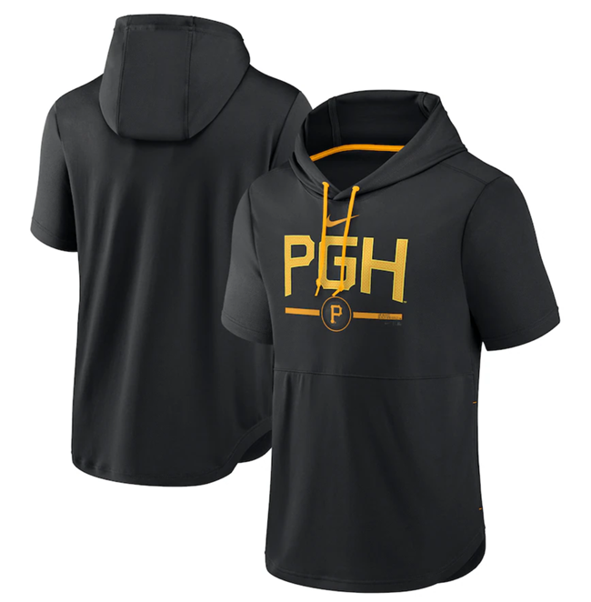 Pittsburgh Pirates Black 2023 City Connect Short Sleeve Pullover Hoodie