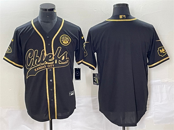 Kansas City Chiefs Blank Black Gold Cool Base Stitched Jersey