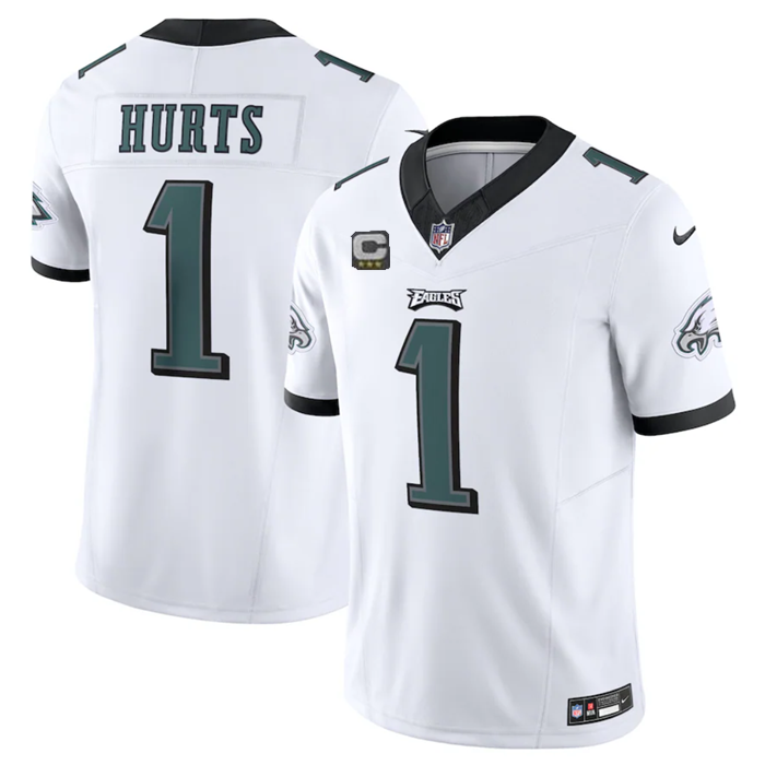 Philadelphia Eagles #1 Jalen Hurts White 2023 F.U.S.E. With C Patch Vapor Untouchable Limited Stitched Jersey