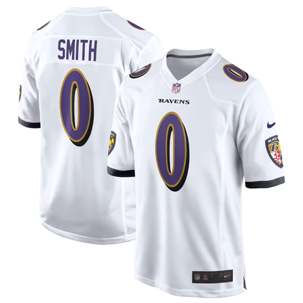 Baltimore Ravens #0 Roquan Smith White Game Jersey