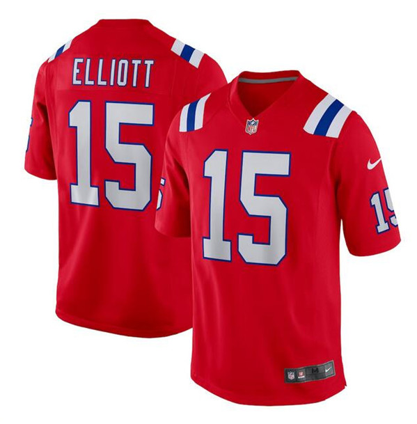 New England Patriots #15 Ezekiel Elliott Red Stitched Game Jersey