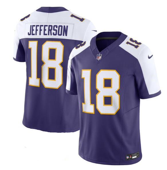 Minnesota Vikings #18 Justin Jefferson Purple 2023 F.U.S.E. Vapor Limited Stitched Jersey