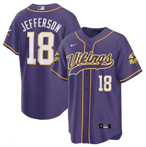 Minnesota Vikings #18 Justin Jefferson Purple Cool Base Stitched Jersey