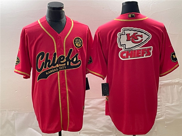 Kansas City Chiefs Red Gold Team Big Logo With Patch Cool Base Stitched Jersey