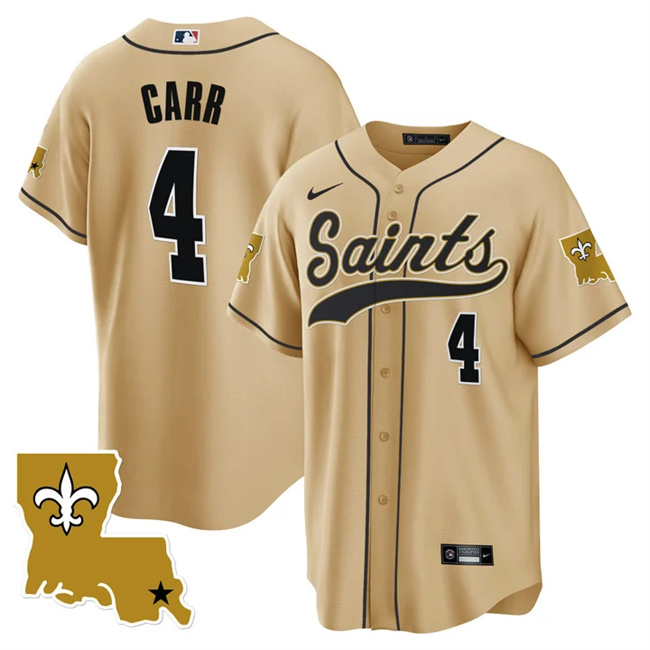 New Orleans Saints #4 Derek Carr Gold 1987 Legacy Cool Base Stitched Jersey