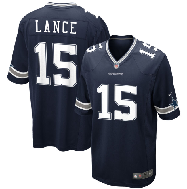 Dallas Cowboys #15 Trey Lance Navy Stitched Game Jersey