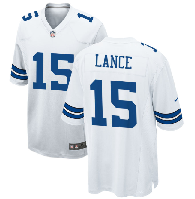 Dallas Cowboys #15 Trey Lance White Stitched Game Jersey