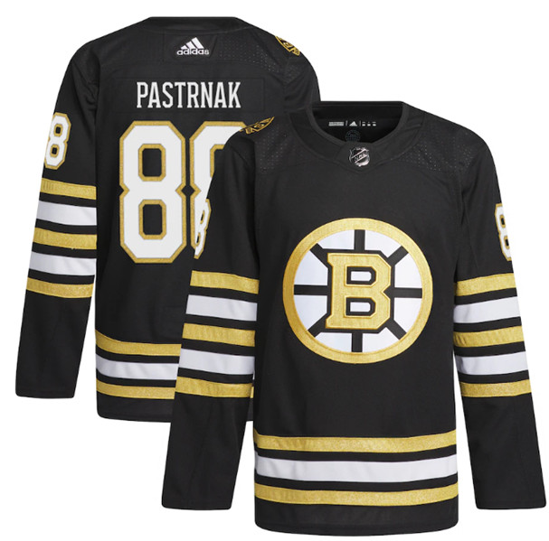 Boston Bruins #88 David Pastrnak Black 100th Anniversary Stitched Jersey