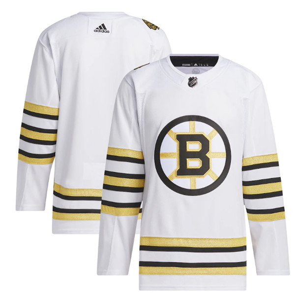 Boston Bruins Blank White 100th Anniversary Primegreen Stitched Jersey