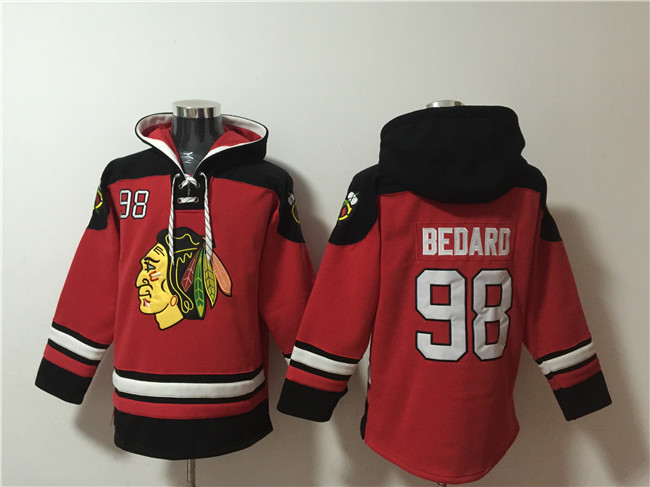 Chicago Blackhawks #98 Connor Bedard Red Lace-Up Pullover Hoodie