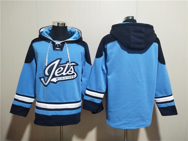 Winnipeg Jets Blank Blue Lace-Up Pullover Hoodie