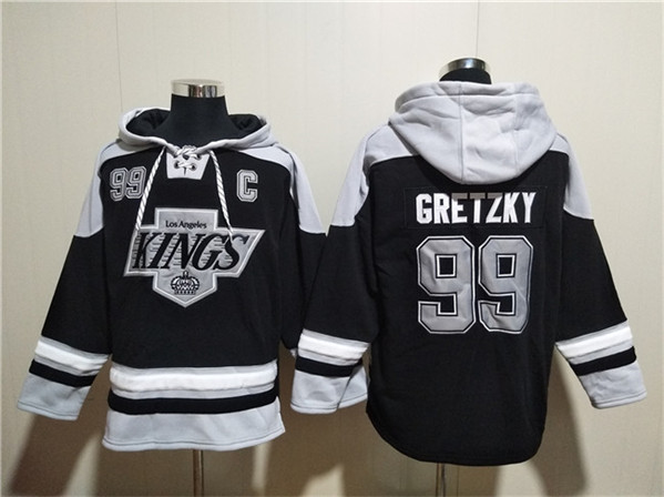 Los Angeles Kings #99 Wayne Gretzky Black Ageless Must-Have Lace-Up Pullover Hoodie