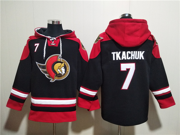 Ottawa Senators #7 Brady Tkachuk Black Ageless Must-Have Lace-Up Pullover Hoodie
