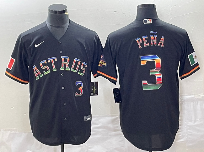 Houston Astros #3 Jeremy Peña Black Mexico Cool Base Stitched Jersey