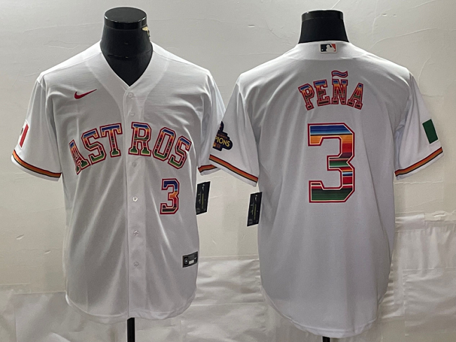 Houston Astros #3 Jeremy Peña White Mexico Cool Base Stitched Jersey