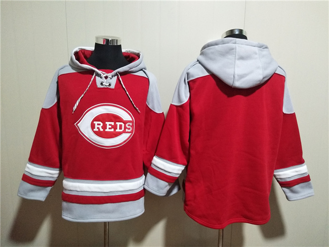 Cincinnati Reds Blank Red Ageless Must-Have Lace-Up Pullover Hoodie