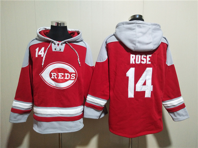 Cincinnati Reds #14 Pete Rose Red Ageless Must-Have Lace-Up Pullover Hoodie