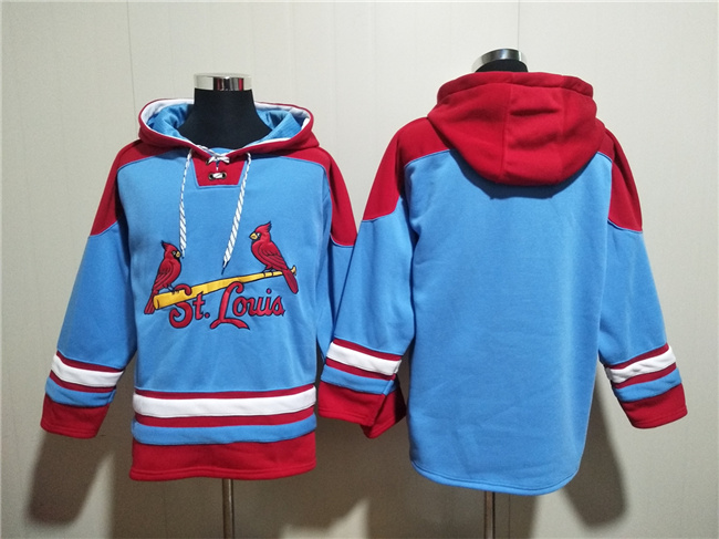 St.Louis Cardinals Blank Blue Ageless Must-Have Lace-Up Pullover Hoodie