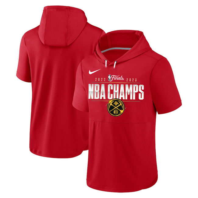 Denver Nuggets Red Champions Performance Short Sleeve Pullover Hoodie