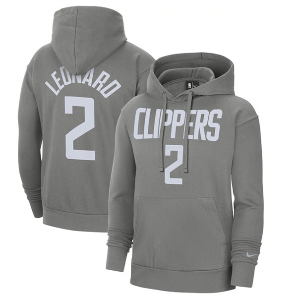 Los Angeles Clippers #2 Kawhi Leonard Gray 2020 21 Earned Edition Name Number Essential Pullover Hoodie