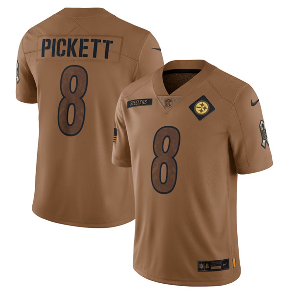 Pittsburgh Steelers #8 Kenny Pickett 2023 Brown Salute To Service Limited Stitched Jersey