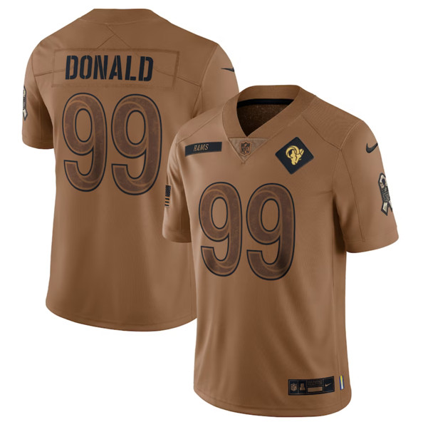 Los Angeles Rams #99 Aaron Donald 2023 Brown Salute To Service Limited Stitched Jersey