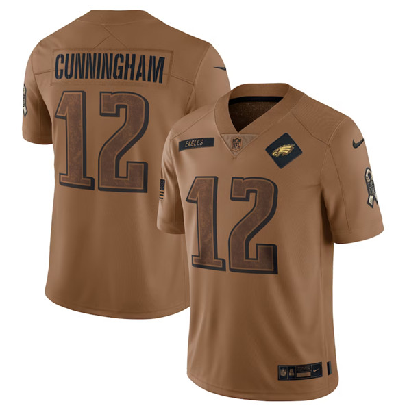 Philadelphia Eagles #12 Randall Cunningham 2023 Brown Salute To Service Limited Stitched Jersey