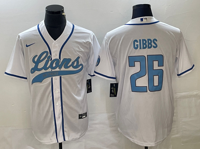 Detroit Lions #26 Jahmyr Gibbs White Cool Base Stitched Jersey