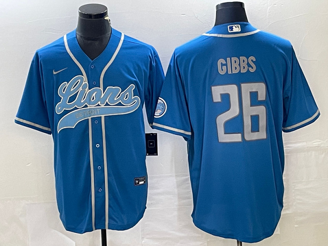 Detroit Lions #26 Jahmyr Gibbs Blue Cool Base Stitched Jersey
