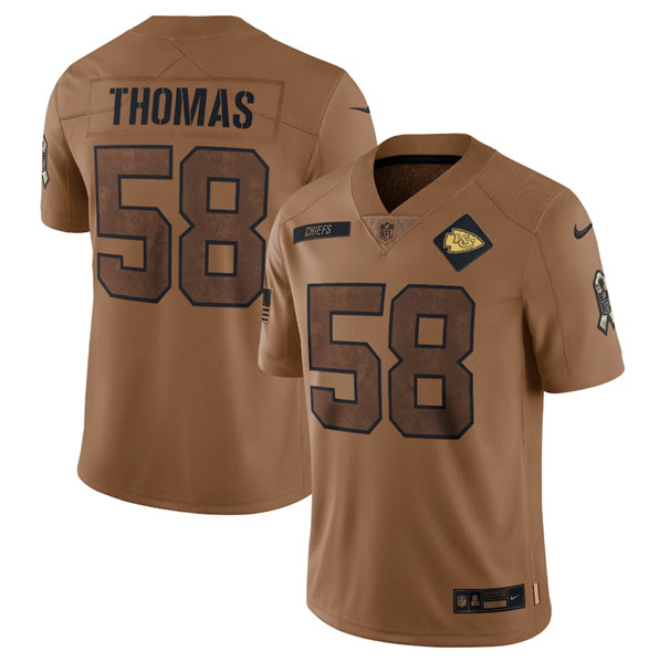 Kansas City Chiefs #58 Derrick Thomas 2023 Brown Salute To Service Limited Stitched Jersey