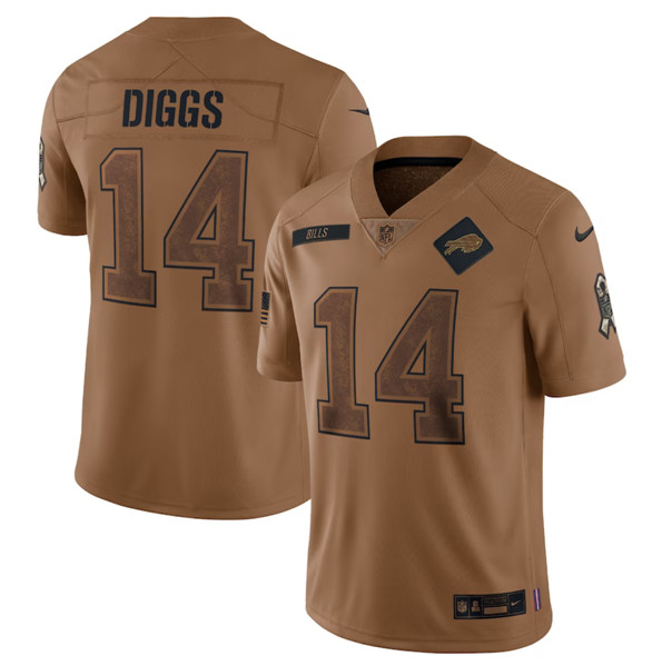 Buffalo Bills #14 Stefon Diggs 2023 Brown Salute To Service Limited Stitched Jersey