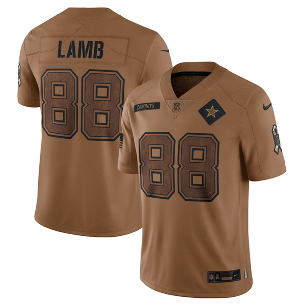 Dallas Cowboys #88 CeeDee Lamb 2023 Brown Salute To Service Limited Stitched Jersey