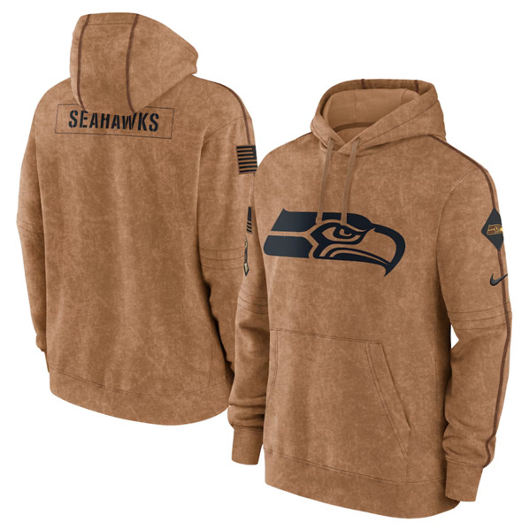 Seattle Seahawks 2023 Brown Salute To Service Pullover Hoodie