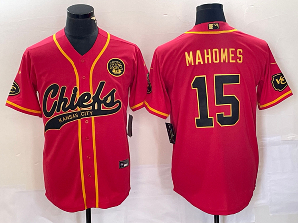 Kansas City Chiefs #15 Patrick Mahomes Red Gold Cool Base Stitched Jersey