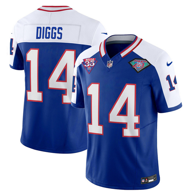 Buffalo Bills #14 Stefon Diggs Blue White 2023 F.U.S.E. 75th Anniversary Throwback Vapor Untouchable Limited Stitched Jersey
