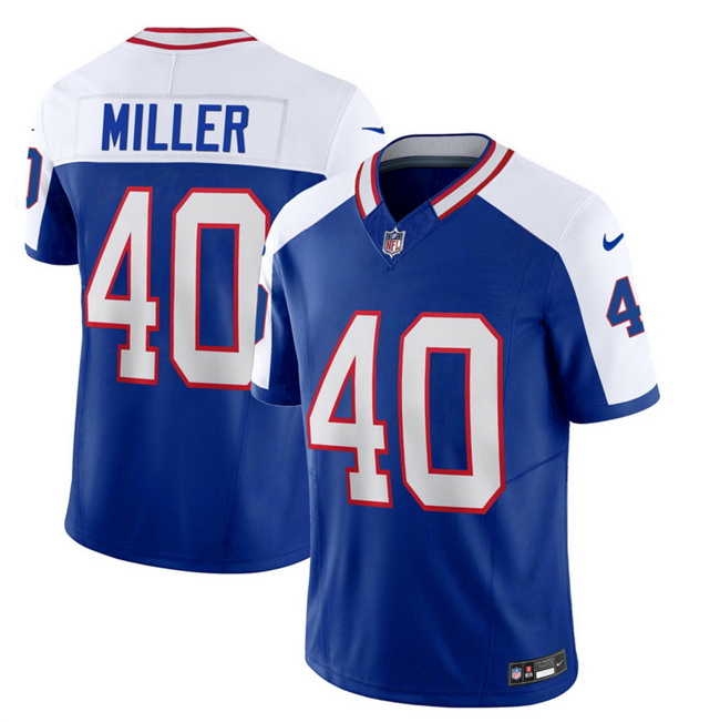 Buffalo Bills #40 Von Miller Blue White 2023 F.U.S.E. Throwback Vapor Untouchable Limited Stitched Jersey