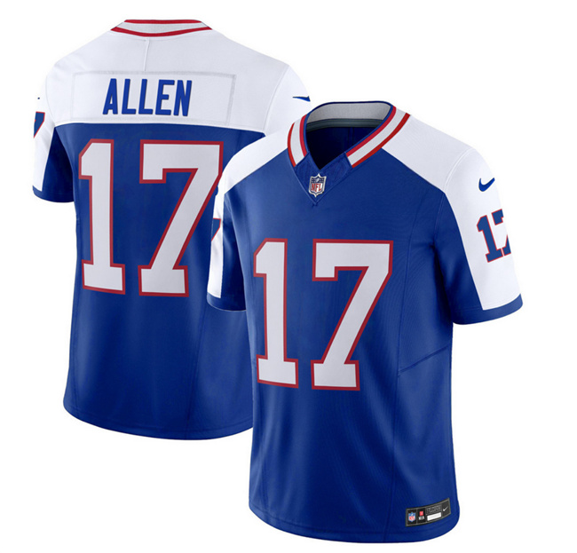 Buffalo Bills #17 Josh Allen Blue White 2023 F.U.S.E. Throwback Vapor Untouchable Limited Stitched Jersey
