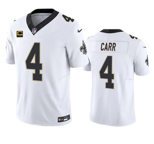 New Orleans Saints #4 Derek Carr White 2023 F.U.S.E. With 4-Star C Patch Vapor Untouchable Limited Stitched Jersey