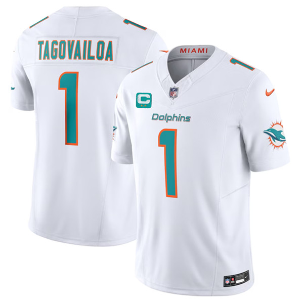 Miami Dolphins #1 Tua Tagovailoa White 2023 F.U.S.E With 2-Star C Patch Vapor Limited Stitched Jersey