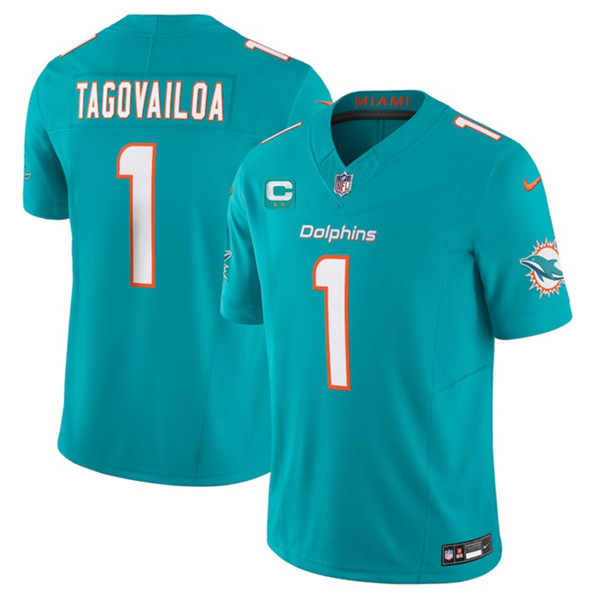 Miami Dolphins #1 Tua Tagovailoa Aqua 2023 F.U.S.E With 2-Star C Patch Vapor Limited Stitched Jersey