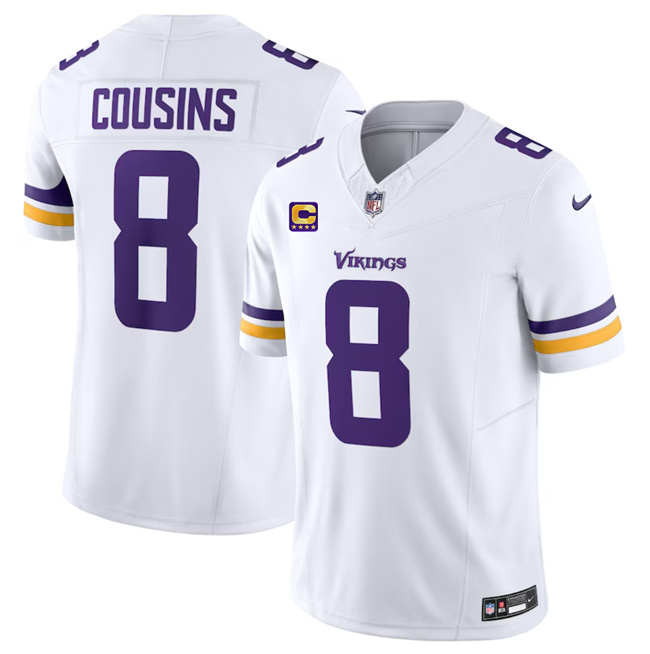 Minnesota Vikings #8 Kirk Cousins White 2023 F.U.S.E. With 4-Star C Patch Vapor Untouchable Limited Stitched Jersey