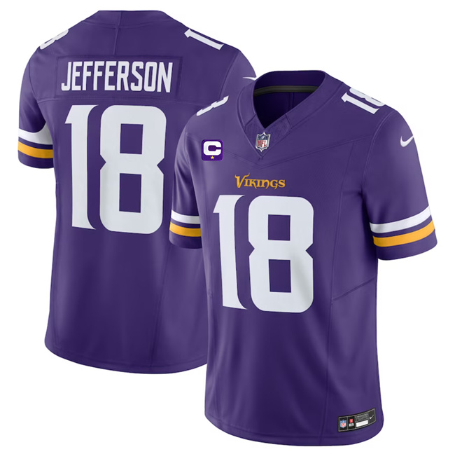 Minnesota Vikings #18 Justin Jefferson Purple 2023 F.U.S.E. With 1-Star C Patch Vapor Untouchable Limited Stitched Jersey